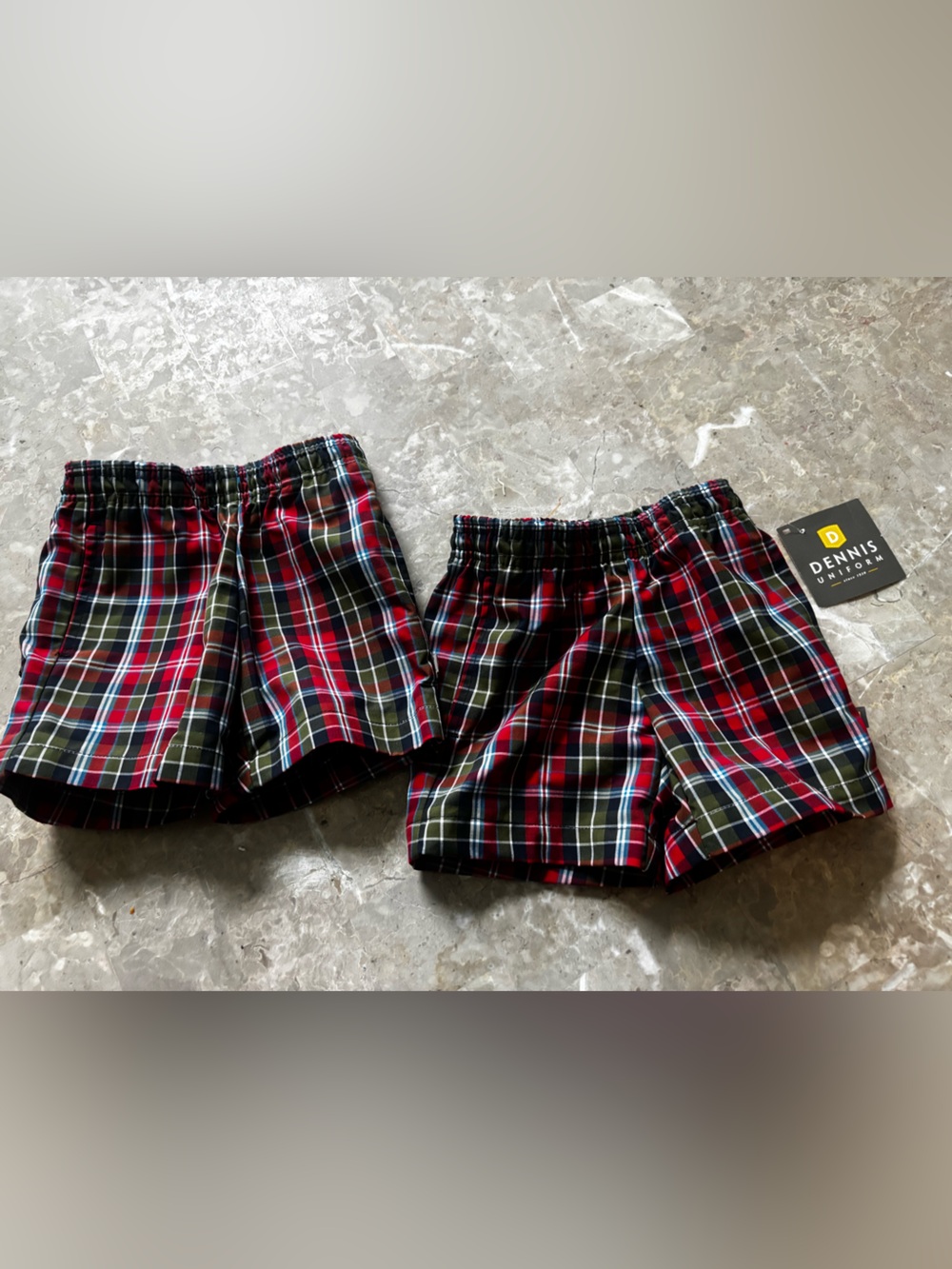 Dennis Uniform Red Green Plaid School Shorts (Two Pair)